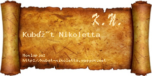 Kubát Nikoletta névjegykártya