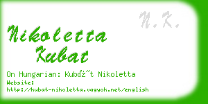 nikoletta kubat business card